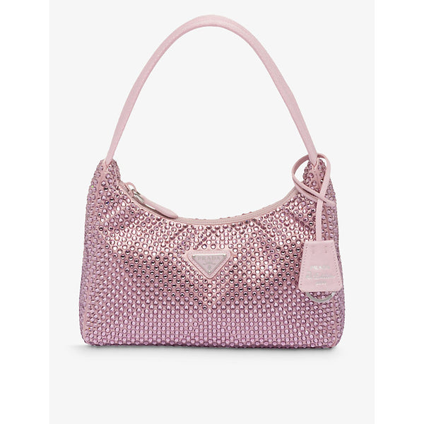 Prada Crystal-embellished satin shoulder bag