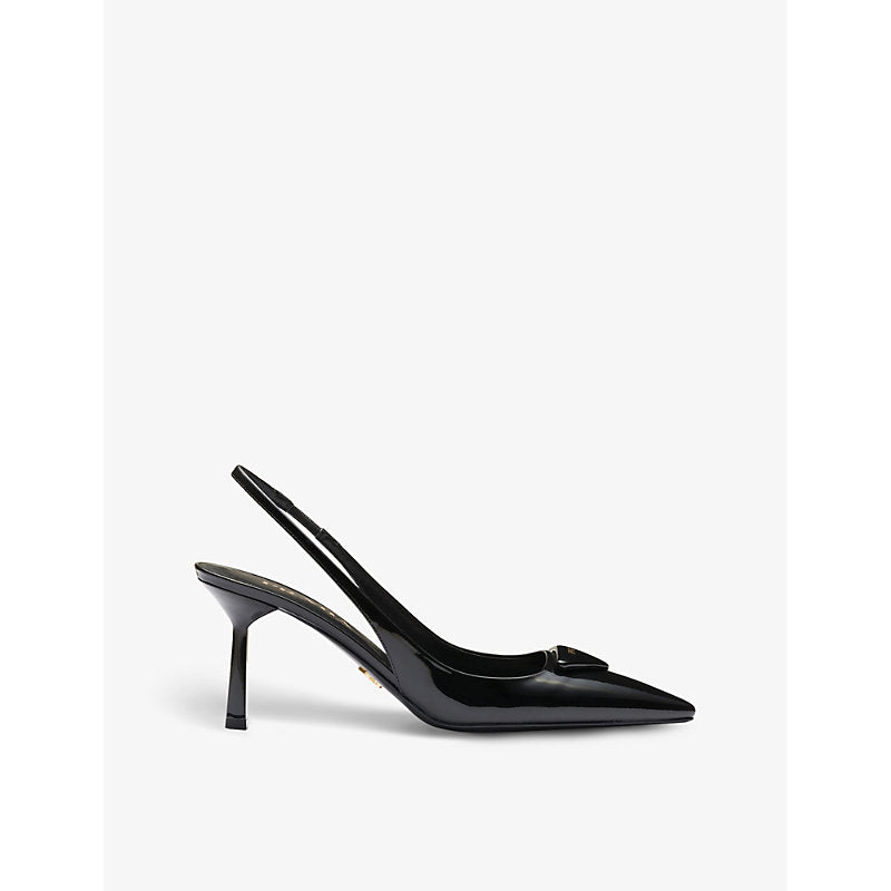 Prada Brand-plaque slingback heeled leather pumps