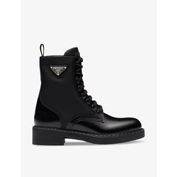 Prada Re-Nylon logo-plaque leather and recycled-nylon boots