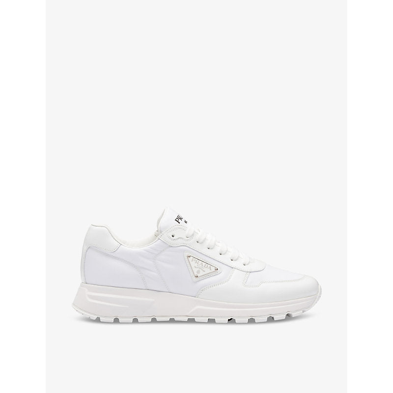 Prada Re-Nylon brand-plaque leather and recycled-nylon low-top trainers