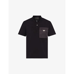  Prada Brand-plaque nylon-pocket stretch-cotton polo shirt