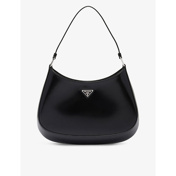 Prada Cleo brand-plaque brushed leather shoulder bag | LYBSTORE