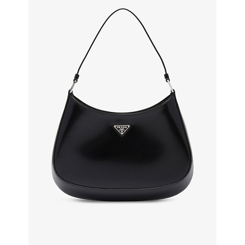  Prada Cleo brand-plaque brushed leather shoulder bag