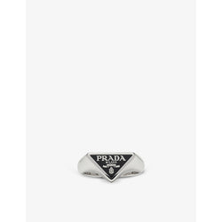 Prada Brand-plaque sterling-silver ring