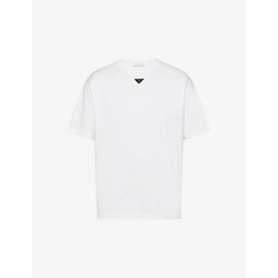  Prada Logo-plaque crewneck cotton T-shirt