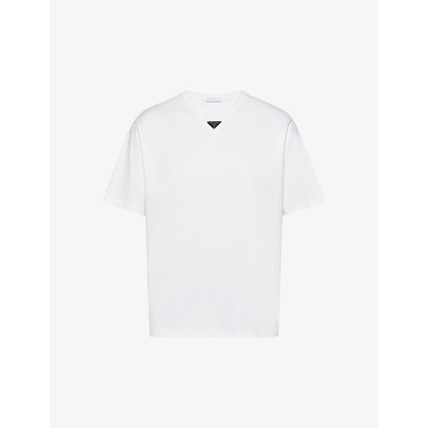  Prada Logo-plaque crewneck cotton T-shirt