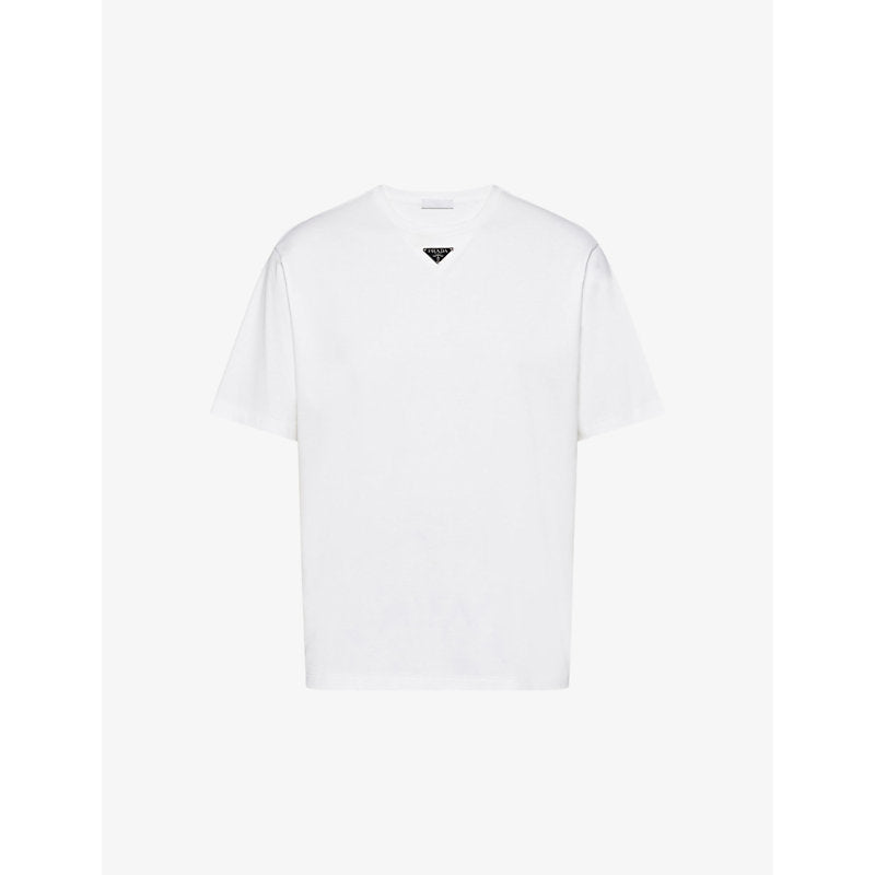  Prada Logo-plaque crewneck cotton T-shirt