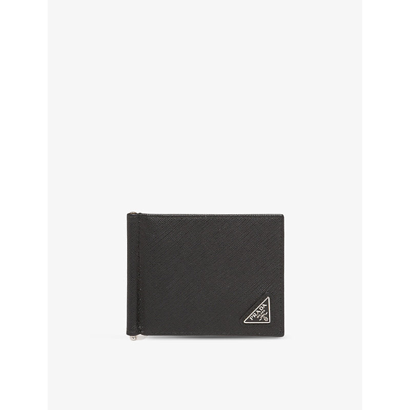  Prada Logo-plaque leather wallet