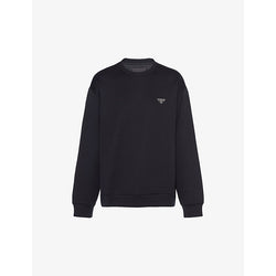  Prada Brand-plaque boxy-fit cotton-jersey sweatshirt