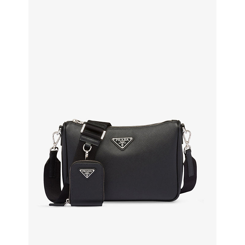  Prada Logo-plaque Saffiano-leather shoulder bag