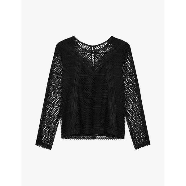  The Kooples Lace-embroidered long-sleeve woven top