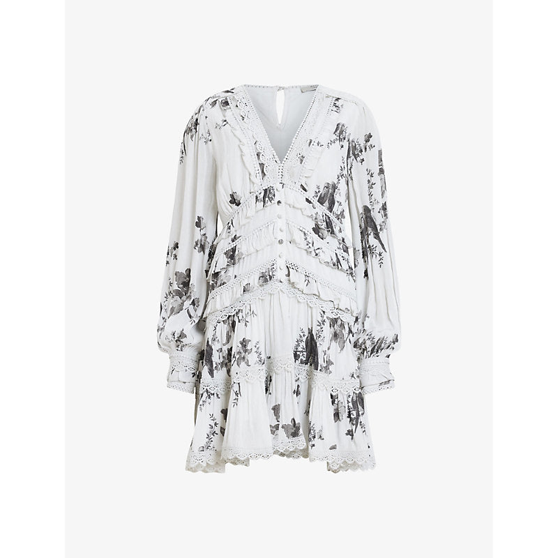 Allsaints Zora floral-print woven mini dress | ALLSAINTS