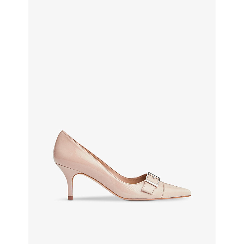 Lk Bennett Billie buckle-embellished patent-leather heeled courts