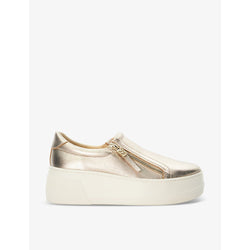 Dune Episodic zip-embellished flatform leather trainers