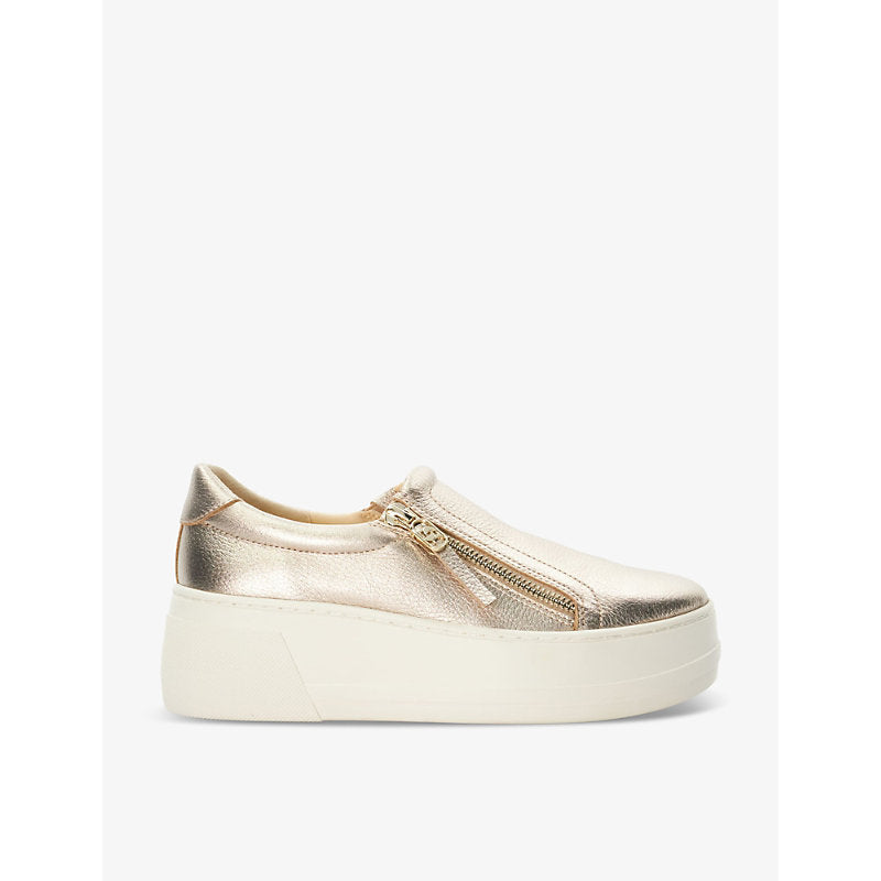 Dune Episodic zip-embellished flatform leather trainers