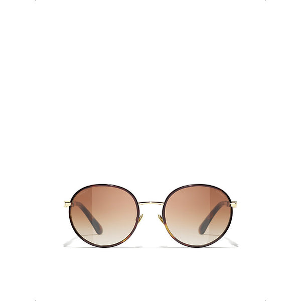 Chanel CH4282 round-frame tortoiseshell metal sunglasses