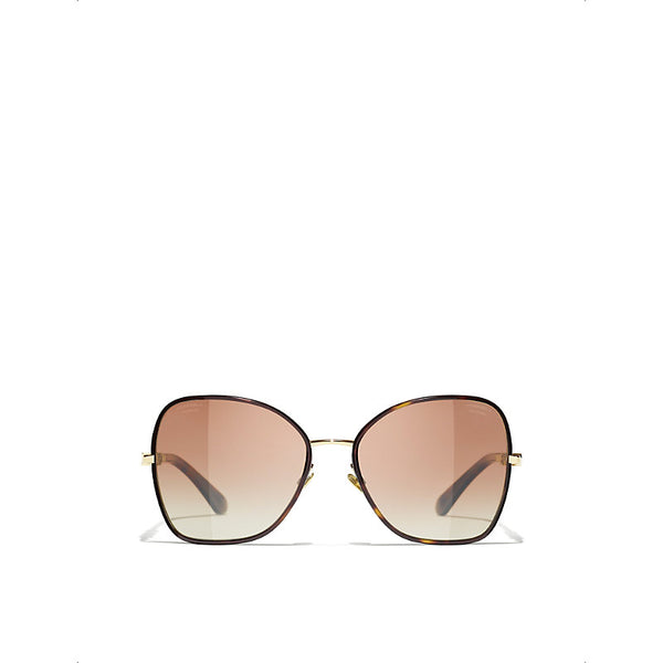 Chanel CH4283 butterfly-frame tortoiseshell metal sunglasses