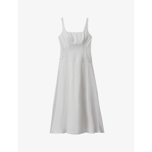 Reiss Etta corset-stitching linen midi dress