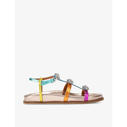 Kurt Geiger London Pierra multi-bow flat leather sandals | Kurt Geiger London