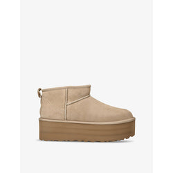  Ugg Classic Ultra Mini suede and shearling platform ankle boots