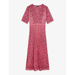  The Kooples Floral-print pleated woven midi dress