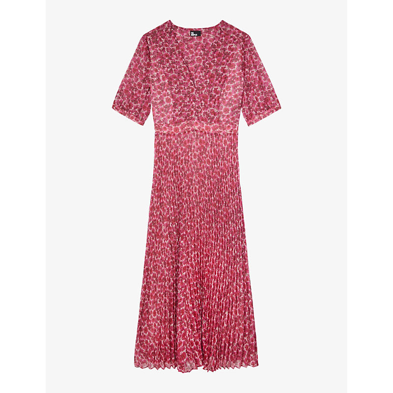  The Kooples Floral-print pleated woven midi dress