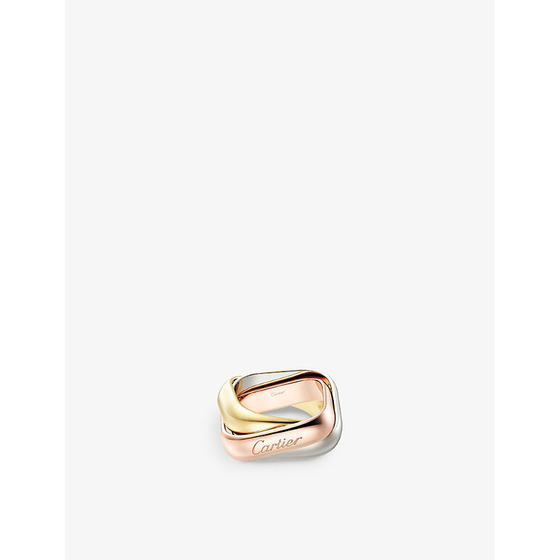 Cartier Trinity large 18ct white, rose and yellow-gold ring