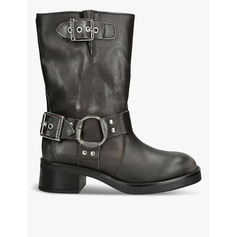 Steve Madden Blessing buckle-embellished mid-calf leather boots | Steve Madden