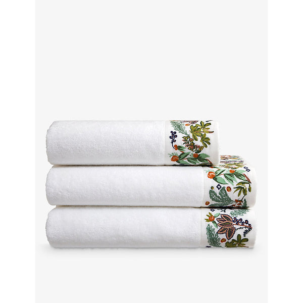 Yves Delorme Jardins graphic-print organic cotton-blend bath sheet 90cm x 160cm