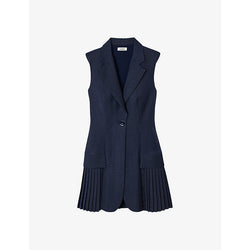  Sandro V-neck sleeveless pleated stretch-woven playsuit