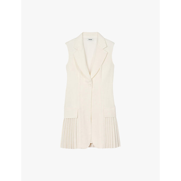 Womens Sandro V-neck sleeveless pleated stretch-woven playsuit