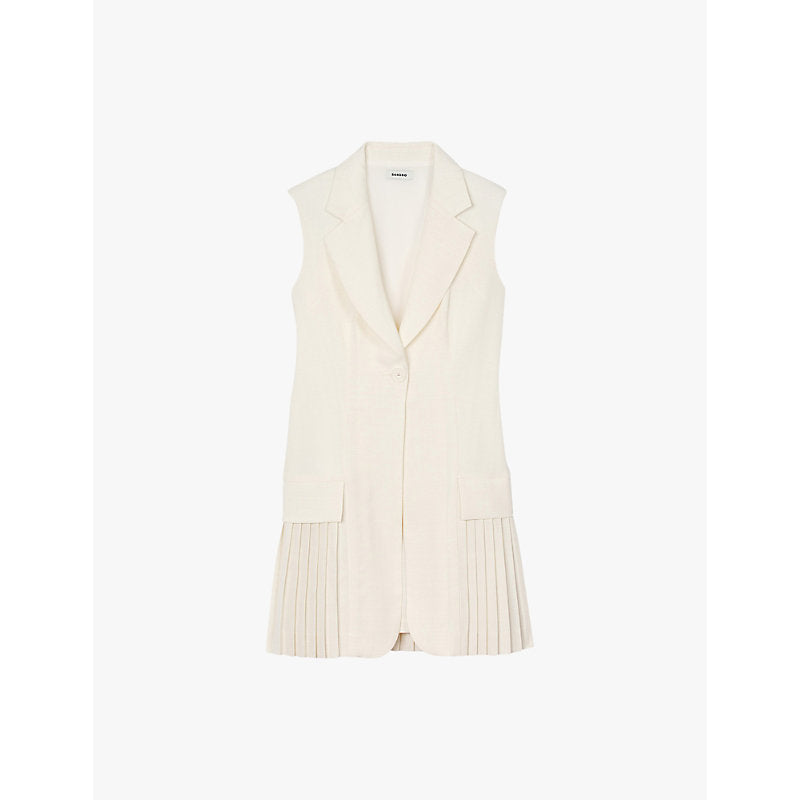  Sandro V-neck sleeveless pleated stretch-woven playsuit