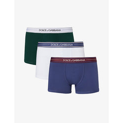 Mens Dolce & Gabbana Branded-waistband pack of three stretch-cotton boxers