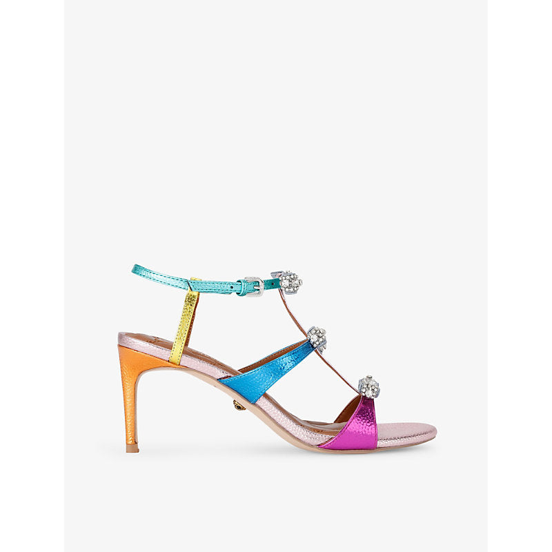 Kurt Geiger London Pierra bow-embellished heeled leather sandals | Kurt Geiger London