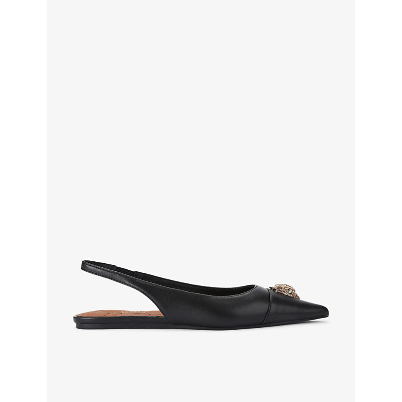 Kurt Geiger London Belgravia eagle-embellished flat leather pumps | Kurt Geiger London