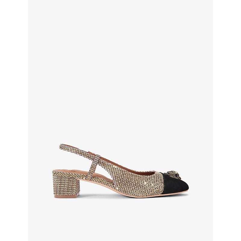 Kurt Geiger London Sloane crystal-embellished woven sling-back pumps