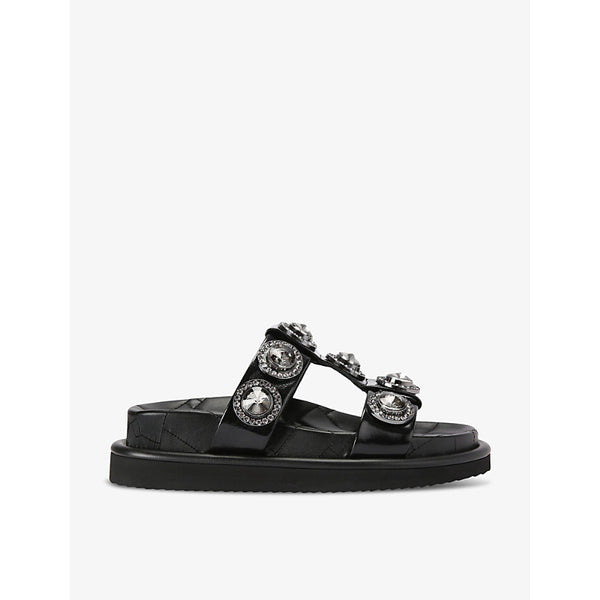  Kurt Geiger London Orson crystal-embellished flat leather sandals