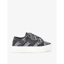 Kurt Geiger London Laney Octavia jewel-embellished denim low-top trainers