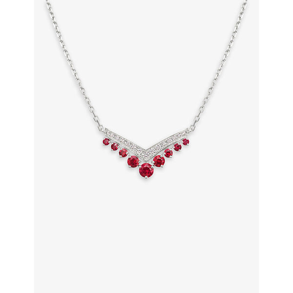 Chaumet Joséphine Aigrette 18ct white-gold, 0.23ct brilliant-cut diamond and ruby pendant necklace