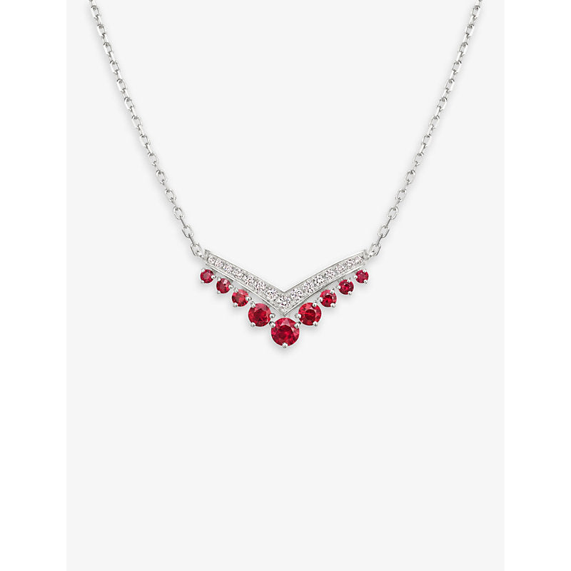 Chaumet Joséphine Aigrette 18ct white-gold, 0.23ct brilliant-cut diamond and ruby pendant necklace