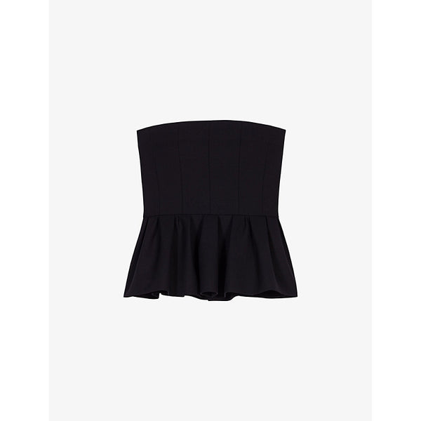 Maje Peplum-hem strapless stretch-garbardine bustier top