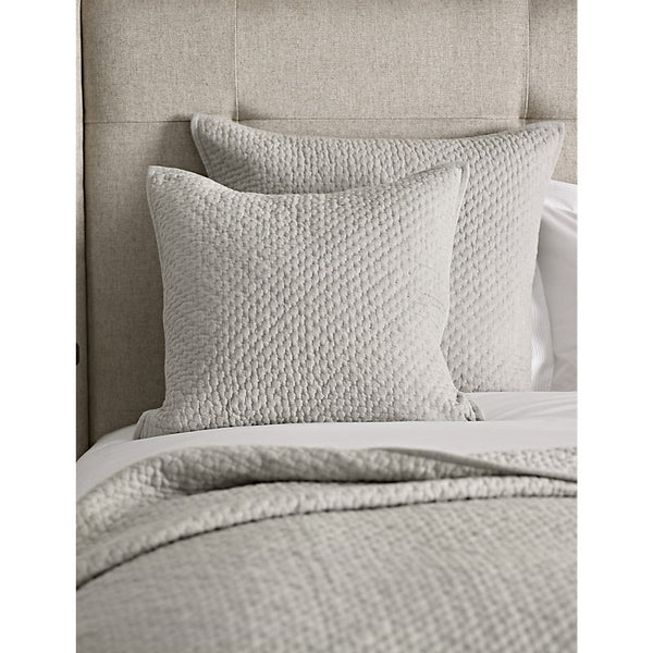 The White Company Hayden hand-quilted medium cotton square cushion 50cm x 50cm | LYBSTORE