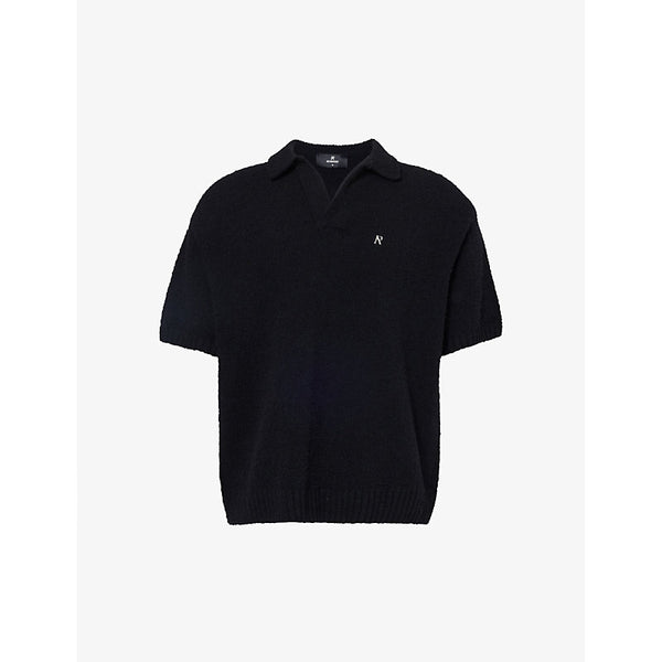  Represent Branded-hardware ribbed-trim wool-blend knitted polo shirt