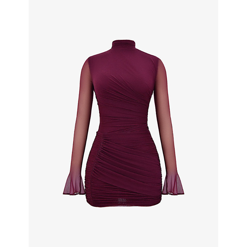  House Of Cb Lucasta gathered stretch-woven mini dress