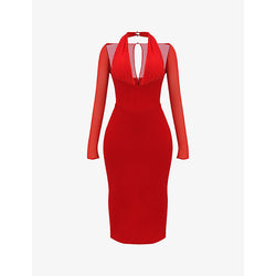  House Of Cb Yasmin plunge-neck woven midi dress