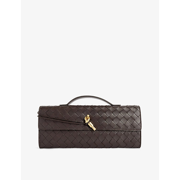 Bottega Veneta Andiamo Long intrecciato-weave leather clutch