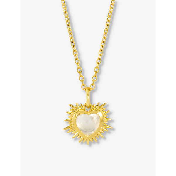  Rachel Jackson April-birthstone rock-crystal 22ct gold-plated sterling silver necklace