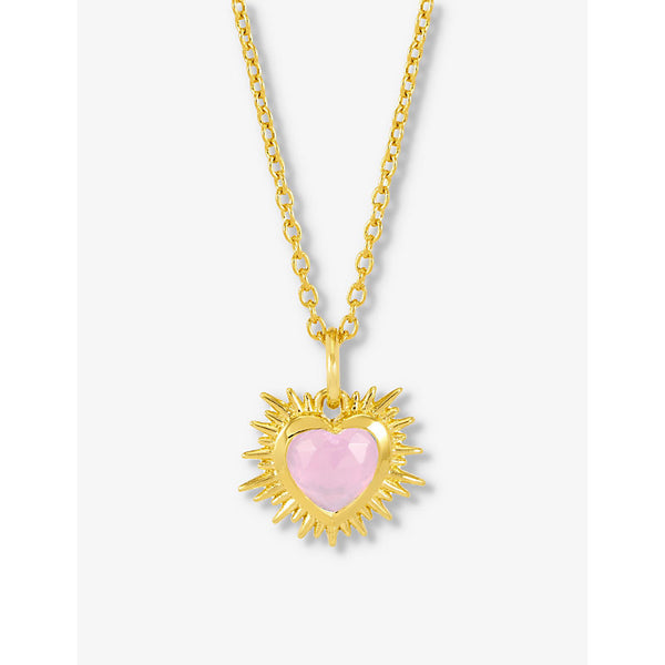 Rachel Jackson October-birthstone rose-quartz 22ct gold-plated sterling-silver necklace