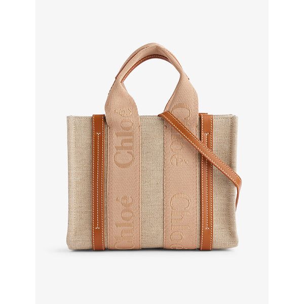 Chloe Woody canvas and leather shoulder bag | LYBSTORE