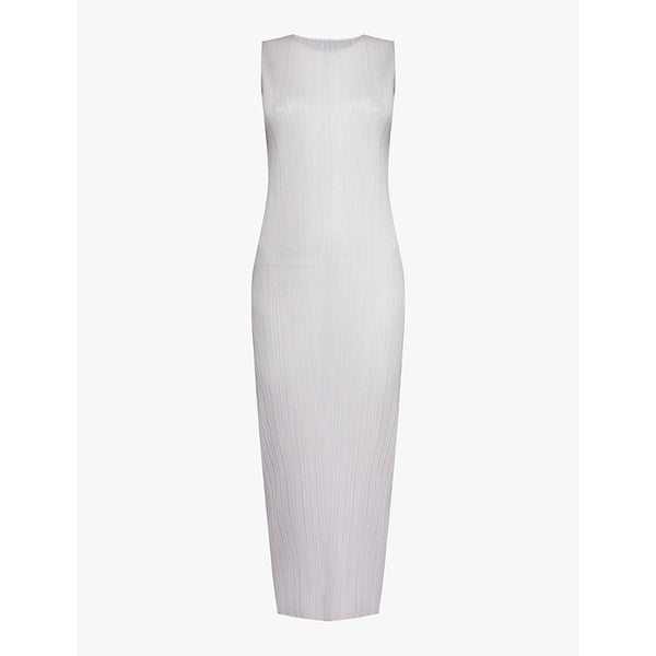 Pleats Please Issey Miyake Pleated round-neck knitted midi dress